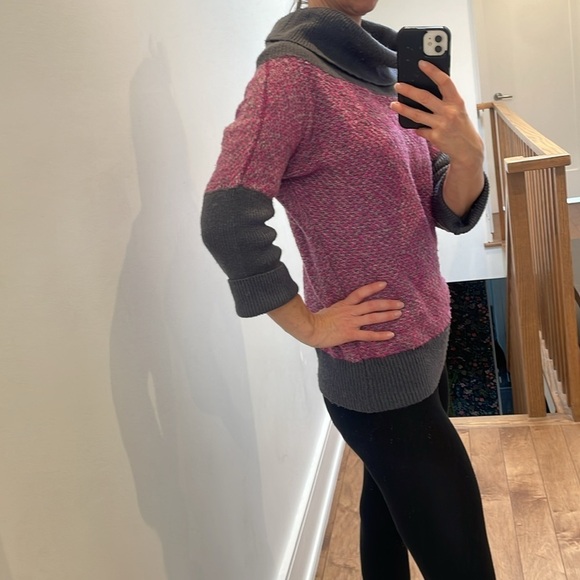 Pink Martini knit turtleneck sweater pullover pink gray 7/8 sleeves size M - Picture 9 of 11